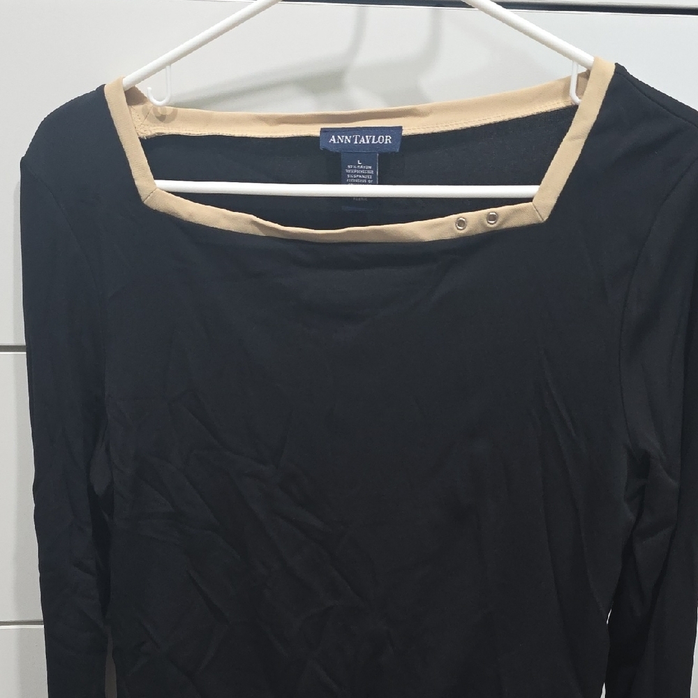 Ann Taylor Black and Cream Women's Top